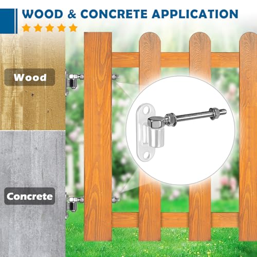 Heavy Duty Gate Hinges, 8" 2 Pcs Stainless Steel 304 Fence Gate Farm Gate Hinge, 600lbs Capacity for Wooden/Concrete Fence with 5/8'', Adjustable J Bolt Gate Hinge, Rust Proof - color: 8" 2pcs