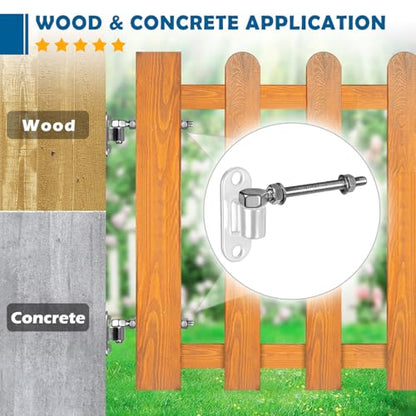Heavy Duty Gate Hinges, 8" 2 Pcs Stainless Steel 304 Fence Gate Farm Gate Hinge, 600lbs Capacity for Wooden/Concrete Fence with 5/8'', Adjustable J Bolt Gate Hinge, Rust Proof - color: 8" 2pcs