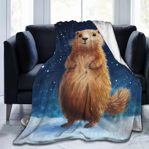 Groundhog Throw Blanket Cozy Plush Groundhog Gifts Blankets Flannel Fleece Lightweight Fuzzy Animal Blanket for Girls Women 50"X40" - color: Groundhog, size: 50"x40"