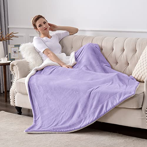 SOCHOW Sherpa Fleece Throw Blanket, Lilac, 50x60 inches - color: Lilac, size: 50"×60"