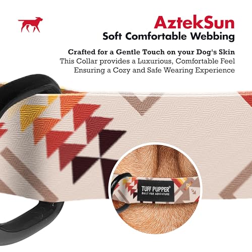 Tuff Pupper Premium Adjustable Dog Collar for Small Boy & Girl Dogs, Stylish Pattern Collars Designed in USA, Quick Release Buckle, AztekSun Print, Small (0.7 Inch Wide x 8-12 Inch Neck) - color: AztekSun, size: Small