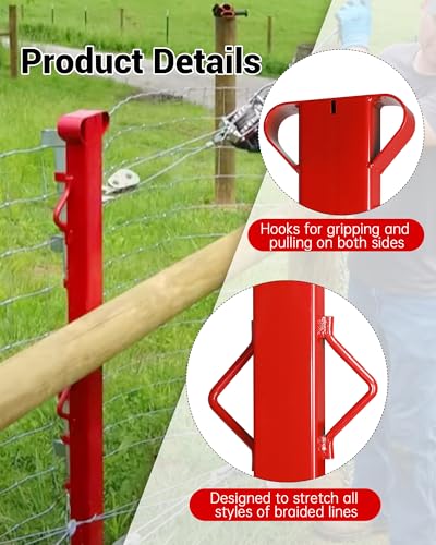 4ft Woven Wire Fence Stretcher Bar with 5 Wedges,Field Fence Stretcher - size: 4FT