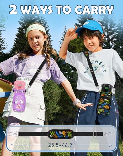 Miss Adola Water Bottle Carrier with Strap for Kids, 14-20 oz - color: Dinosaur Bone
