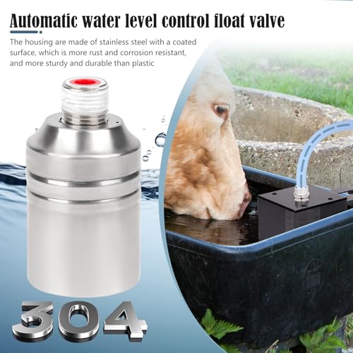 Stock Water Tank Float Valve Stainless Steel Water Trough Float Valve for Ponds, Livestock Waterer, Pool, Reservoir, with Stainless Steel Housing, Water Level Control, High Water Flow