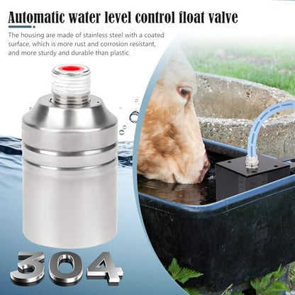 Stock Water Tank Float Valve Stainless Steel Water Trough Float Valve for Ponds, Livestock Waterer, Pool, Reservoir, with Stainless Steel Housing, Water Level Control, High Water Flow