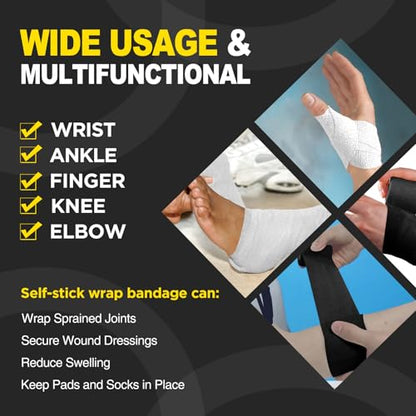 OK TAPE 12 Rolls Self Adhesive Bandage Wrap, Cohesive Elastic Athletic Tape - color: White, size: 2 Inch