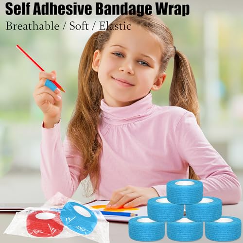 6 Pack Light Blue Self Adhesive Bandage Wrap 1 Inches x 5 Yards - color: Light Blue, size: 1 Inch
