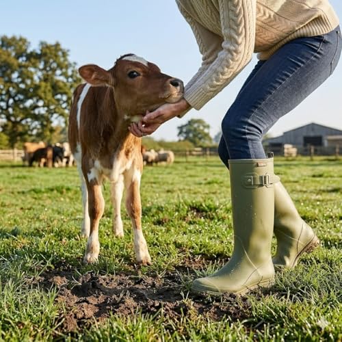HISEA Women Rain Boots Slim Calf Tall Waterproof Tight PVC Rubber Rainboots - color: Olive Green-slim Calf, size: 9
