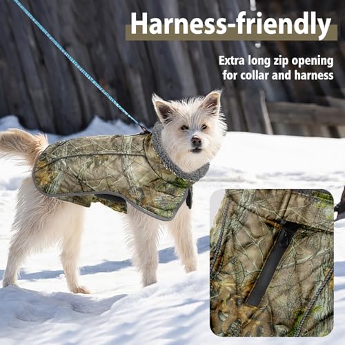 Fragralley Dog Coat Large, Waterproof Dog Jacket with Warm Fleece Lining, Adjustable Reflective Dogs Winter Coat, Turtleneck Pet Coats for Cold Weather (Reed Camouflage XXXL) - color: Reed Camouflage, size: XXX-Large