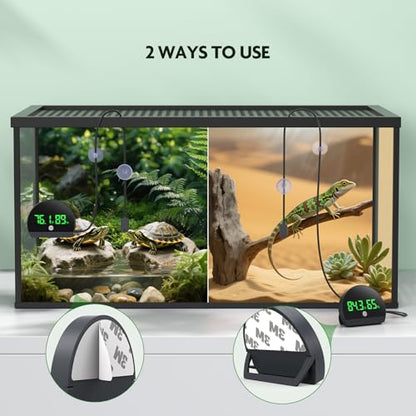 PAIZOO LED Rechargeable Reptile Thermometer Hygrometer, Always-on Display