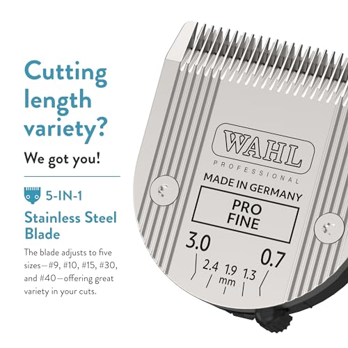 Wahl Professional Animal 5-in-1 Pro Adjustable Blade, Silver | 5-in-1 Adjustable Blade, Fits Arco, Bravura, Motiva2, Bravura2, Chromado, Creativa, Figura and Motion Clippers, Cool Running