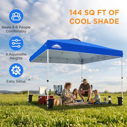 EAGLE PEAK 12x12 Pop Up Canopy Tent Easy Up Canopy Outdoor, Blue - color: Blue, size: 12x12