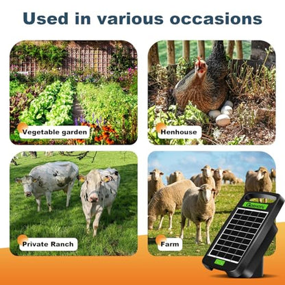 20 Miles Solar Electric Fence Charger,0.32J Powered 24-Hour Protection - size: GOR32（20M0.32J）