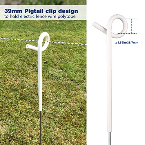 30PCS 41" Electric Fence Step-in Pigtail Posts, Single Rope Stakes - color: White