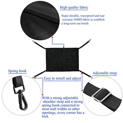Horse Stall Guard with Swivel Snap Hook,Horse Stall Aisle Guard Fence with Ajustable Straps Strong Metal Push Gate Clip Equestrian Products (Black) - color: Black