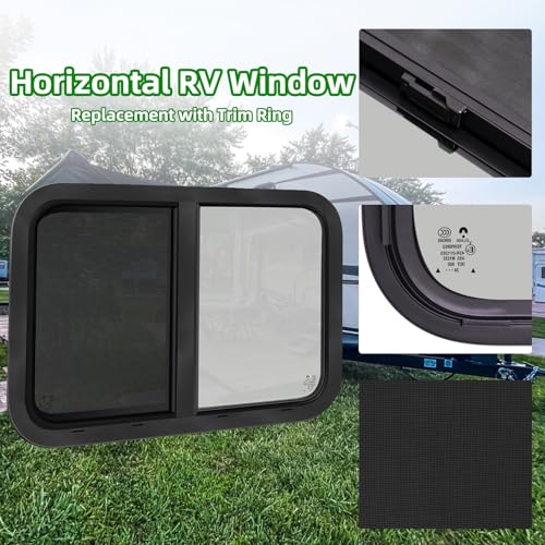 48"W x 22"H RV Windows for Cargo Trailer Camper,Tinted Horizontal Sliding - size: 48"W x 22"H