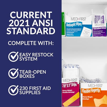 MFASCO First Aid Cabinet ANSI OSHA Class B 2 Shelf Metal Box 226 Pieces - size: 2 Shelf, style: Standard ANSI/OSHA