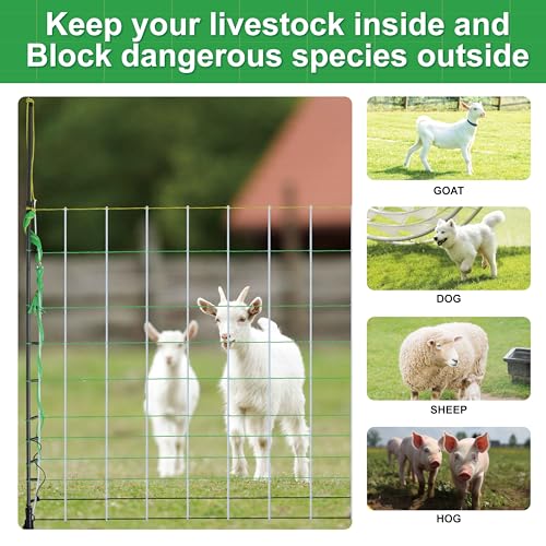 2 Pack Premium Electric Semi-Rigid Fence Netting 35.4"H x 98.42'L, Pre-Assembled Posts Raised to 47.2"H, Can Add Additional Polywire to Ensure Safety for Backyards,Homesteads,Gardens,Farms,and Ranches - size: Length 98.4 ft x 2