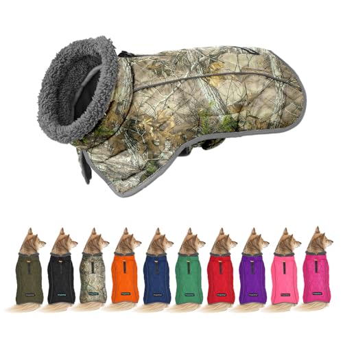 Fragralley Dog Coat Medium, Waterproof Dog Jacket with Warm Fleece Lining, Adjustable Reflective Dogs Winter Coat, Turtleneck Pet Coats for Cold Weather (Reed Camouflage M) - color: Reed Camouflage, size: Medium