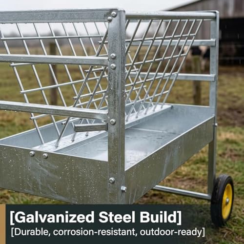 Hay and Grain Feeder, Freestanding Farm Feeder for Goats & Sheep
