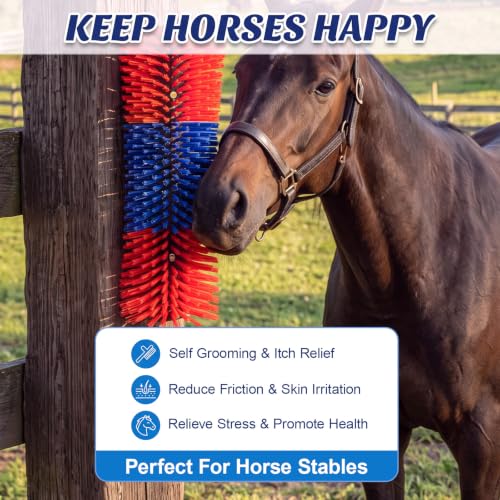 FillTouch 6 Pack Livestock Scratch Brush with Screws, Horse Scratching Post Goat Scratcher Brushes, Full Massage Grooming Brush for Cow, Cattle, Sheep, Pig Back Itching Relieve, 17.1 x 7.2 Inch
