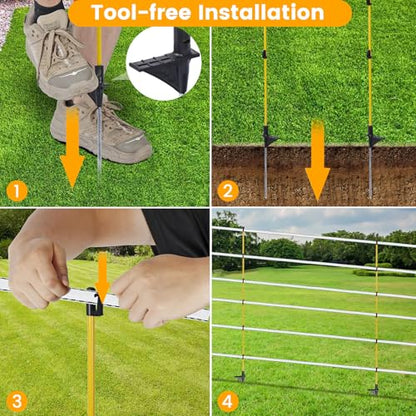 50 PCS Electric Fence Posts, 3/8" x 50" Step in Fence Post - size: 50Inch-50PCS