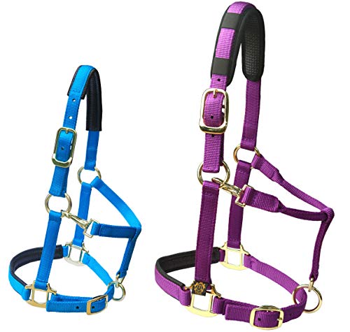 T TEKE Adjustable Horse Halters by Heavy Duty Soft Nylon, Padded with Anti-rubbing Waffle Neoprene on Both Crown & Nose - color: Pink, size: XS Pony
