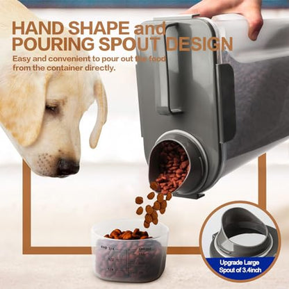 TIOVERY Dog Food Storage Container, 5-7 Lbs Airtight Pet Food Container, Cat Food Container Dispenser with Portable Handle, Pouring Spout and 4 Seal Buckles for Dogs Cats 2 Pack Grey - color: Grey 6Qt+3QT