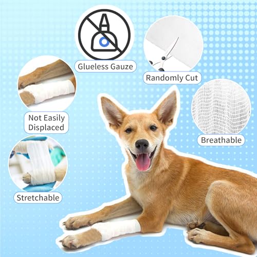 12 Pack Cling Gauze Rolls 6 Inch x 5 Yard, White Rolled Gauze Wraps Vet Wrap for Horses, Pure Cotton Bandage Wrap for First Aid Medical, Wound Care, Pet Dressings, Medical Supplies - size: 12 Pack-6in
