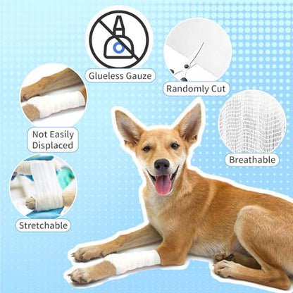 12 Pack Cling Gauze Rolls 6 Inch x 5 Yard, White Rolled Gauze Wraps Vet Wrap for Horses, Pure Cotton Bandage Wrap for First Aid Medical, Wound Care, Pet Dressings, Medical Supplies - size: 12 Pack-6in