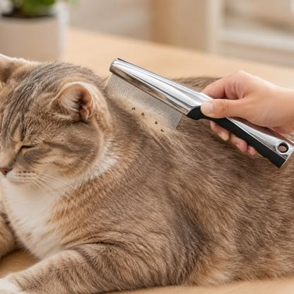 Resco Professional Flea and Face Comb, Anti-Static for Grooming Pets Very Fine Pin Spacing, Chrome - color: Flea Comb