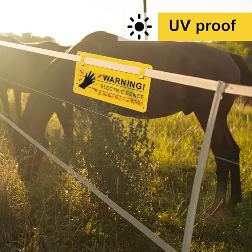 Electric Fence Warning Signs, 10 Pcs, 9.6x5 in, Plastic, Farm Home