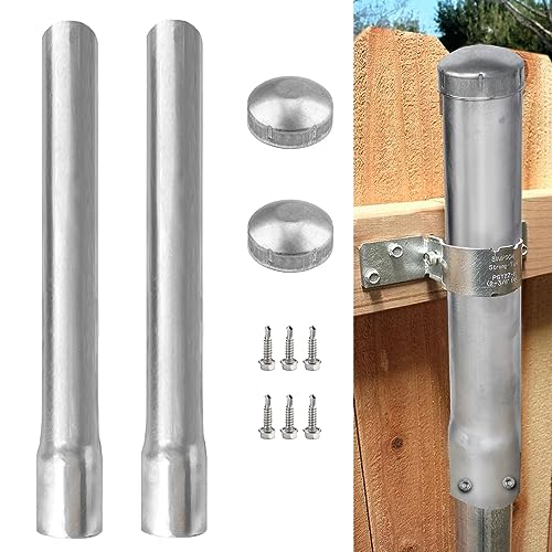 2 Pack 2-3/8" OD Metal Post Extender, 24" Fence Post Extension Height, Hot-dip Galvanized Steel, Includes Screws and Caps - size: 2-3/8 in dia x 24 in