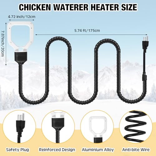 Relaxweex Livestock Water De-icer Submersible for Trough Tank,White,500w - color: White