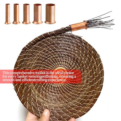 Pine Needle Basket Making Set with Gauge Coiling Tool and Waxed Thread - color: copper