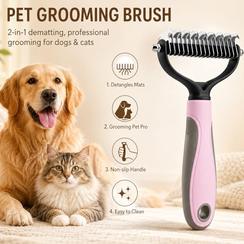Pet Knotter for Dogs/Cats, Double Sided Pet Grooming Brush,Undercoat Rake Pets Brush for Long Hair Professional Deshedding Tool, Pets Hair Remover Shedding (Blue-L) - color: Blue-L