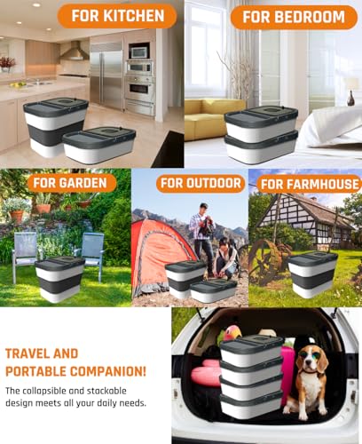 HOYTAMDAR 35lbs Collapsible Dog Food Storage Container,Rolling Wheels - color: Grey-35lbs