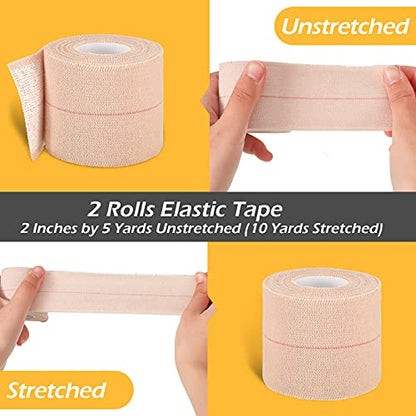 Nuanchu 2 Rolls Adhesive Elastic Tape Bandage Wrap, 2 Inch Wide, Apricot - color: Beige, size: 15 Foot (Pack of 2)