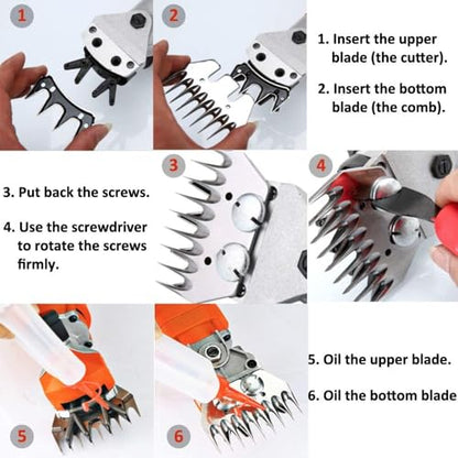 Sheep Shears Blade, 7mm Teeth Spacing High Carbon Steel Wool Clipper Cutter, Trimmer Replacement for Sheep Goat Llama Thick Fur Fine Wool Grooming