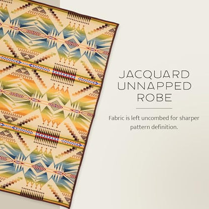Pendleton Jacquard Unnapped Twin Blanket, 64 x 80 in, Heirloom Virgin Wool - color: Mystic Lake, size: Twin (64" x 80")