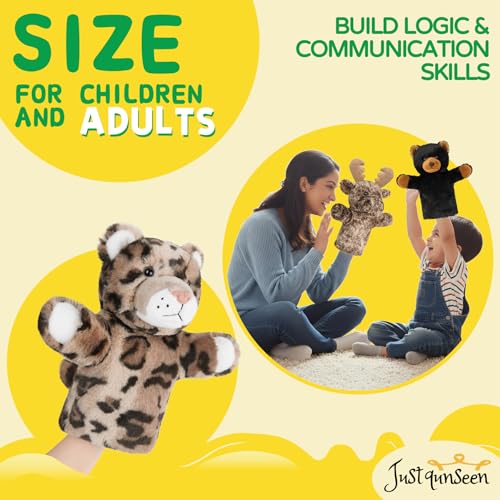 Puppet for Kids Gift for Boys Girls Interactive Role Play Animal Hand Toy Stuffed Plush Wild Animal Safari Educational Tool Leopard - color: Leopard