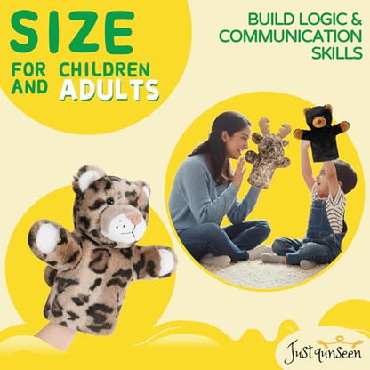 Puppet for Kids Gift for Boys Girls Interactive Role Play Animal Hand Toy Stuffed Plush Wild Animal Safari Educational Tool Leopard - color: Leopard