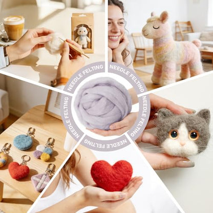 3.4oz Needle Felting Wool Light Gray for DIY Needle Craft Enthusiasts - color: Light gray