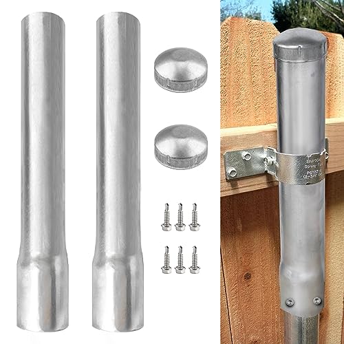 2 Pack 2-3/8" OD Metal Post Extender, 12" Fence Post Extension Height, Hot-dip Galvanized Steel, Includes Screws and Caps - size: 2-3/8 in dia x 12 in