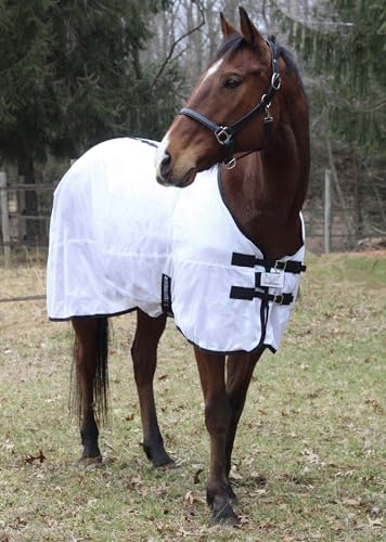 TuffRider Comfy Mesh Fly Sheet | UV Protection Horse Sheet, Standard Neck, 130 Grams Breathable Polyester Mesh - White - 48 - color: White, size: 48