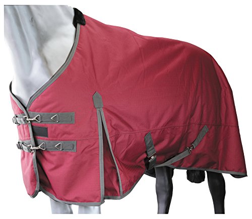 Grewal Equestrian Horse Turnout Blanket, 0g Fill, 600D Ripstop, for Rainy Weather (Burgundy, 78") - color: Burgundy, size: 78"