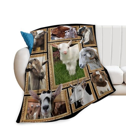 Goat Blanket Ultra Soft Cozy Sheep Throw Blanket Fleece Fuzzy Plush Bedding Goat Sheep Lovers Gifts for Women Girls Kids Adults 80"x60" - color: Goat, size: 80"x60"