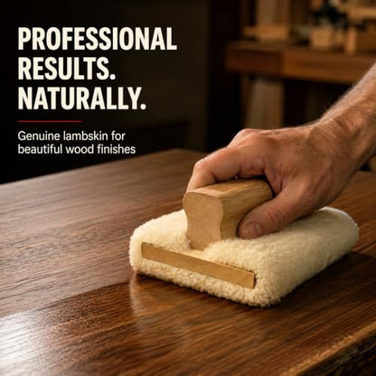 5'' Genuine Lambskin Hand Stainer Block & Pad – Premium Staining Applicator for Wood, Polyurethane, & Faux Finishes – Professional-Grade, Smooth & Even Coverage (3)