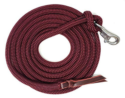 Double Braid Lead Rope with Eye Splice Loop, 12-14FT Lengths (Burgundy, 14 ft.) - color: Burgundy, size: 14 ft.