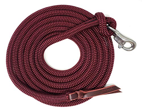 14FT Lead Rope with SS Snap - color: Burgundy, size: 14 FT
